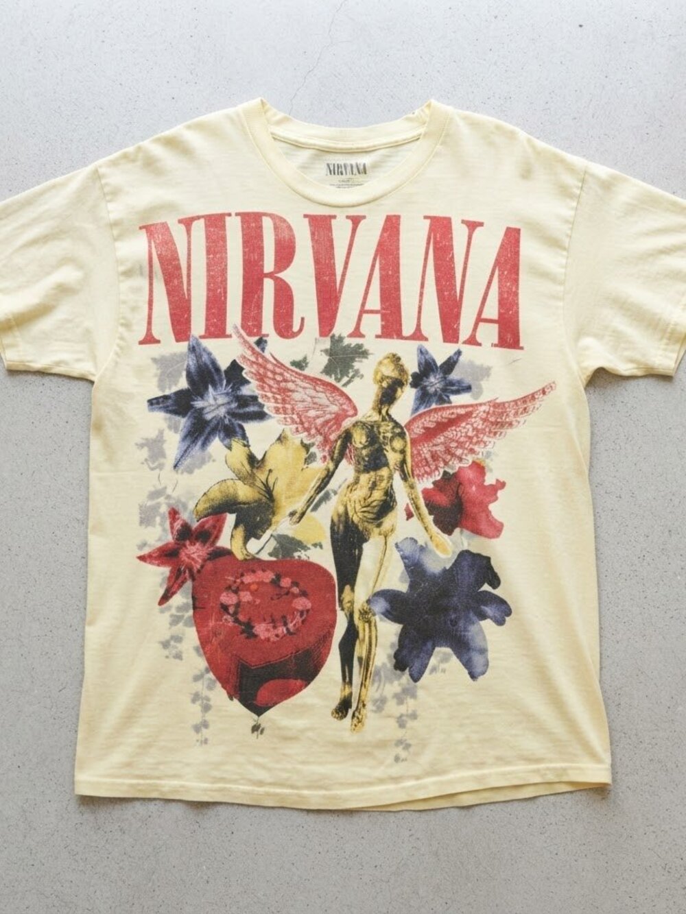 Nirvana In Utero Angel Floral Vintage Style Yellow T-Shirt Unisex S-4XL
